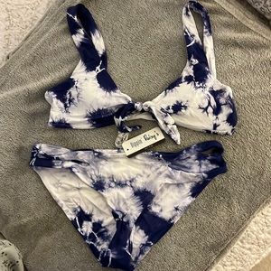 Blue and white tie dye bikini by Dippin Daisy’s